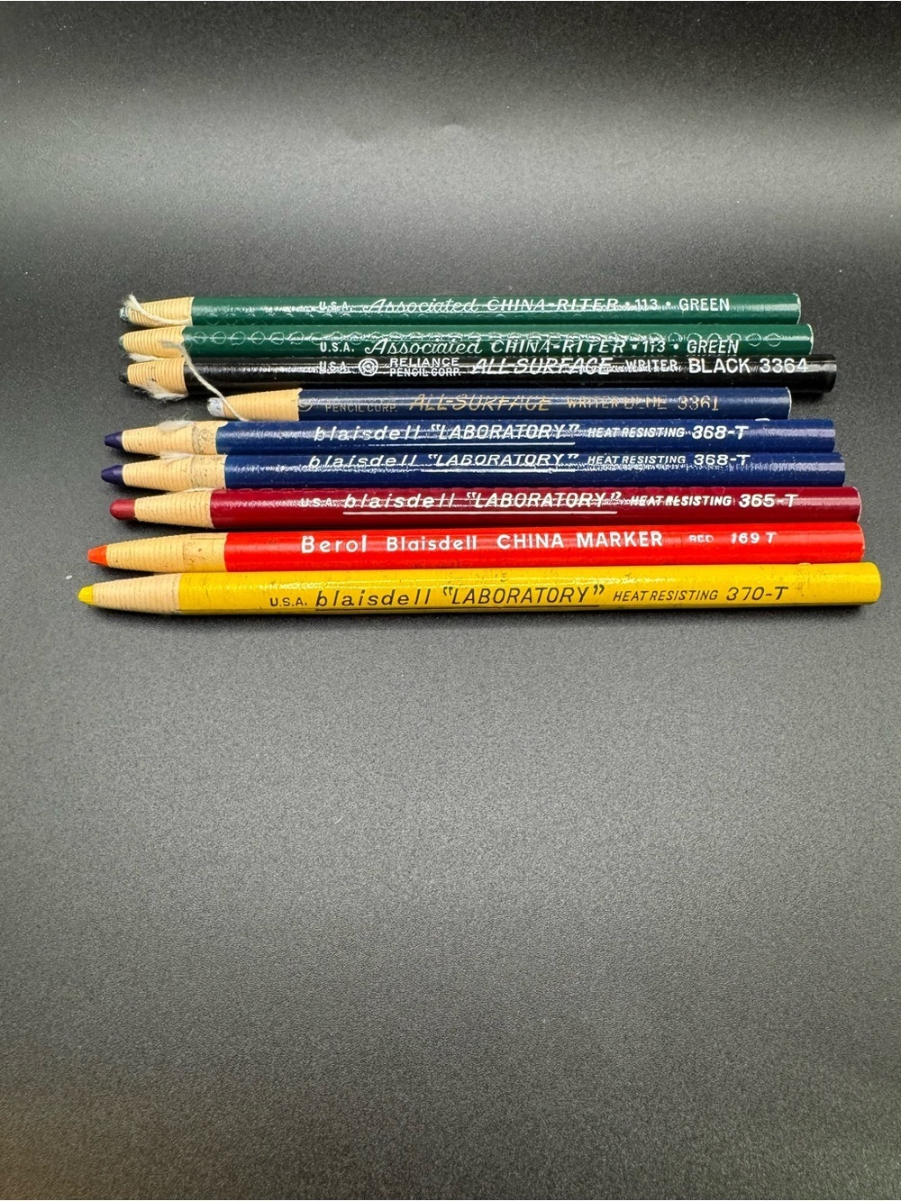 VTG Mixed Lot 9 Colored Pencils Blaisdell Laboratory Berol China-Riter Reliance